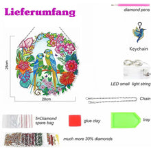 Charger l'image dans la galerie, Suspension de Porte Diamond Painting 5D Oiseaux avec LED et Pendentif