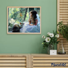 Charger l'image dans la galerie, peinture par numéros | Petite fille à la Fenêtre avec son Chat | animaux, chats, complexe, romantique | FiguredArt