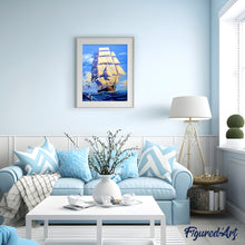 Charger l'image dans la galerie, peinture par numéros | Bateau et Mouettes au coucher du Soleil | bateaux, complexe | FiguredArt