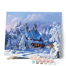 Charger l'image dans la galerie, peinture par numéros | Paysage d’Hiver sous un Ciel bleu | hiver, intermédiaire, paysages | FiguredArt