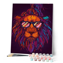 Charger l'image dans la galerie, peinture par numéros | Lion à lunettes | animaux, france, intermédiaire, lions | FiguredArt