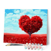 Charger l'image dans la galerie, peinture par numéros | Arbre rouge Coeur | arbres, france, intermédiaire, paysages, romantique | FiguredArt