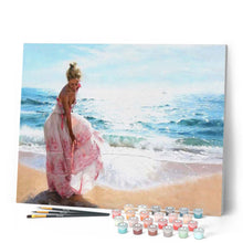 Charger l'image dans la galerie, peinture par numéros | Femme en Robe sur la Plage | Complexe, paysages, romantique | FiguredArt