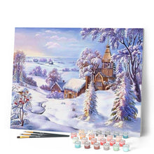 Charger l'image dans la galerie, peinture par numéros | Village en Hiver | facile, hiver, paysages | FiguredArt