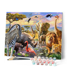 Charger l'image dans la galerie, peinture par numéros | Les Animaux d’Afrique | animaux, complexe, lions, rhinocéros, zèbres | FiguredArt