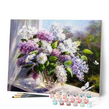 Charger l'image dans la galerie, peinture par numéros | Vase de Lilas romantique | complexe, fleurs | FiguredArt