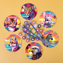 Charger l'image dans la galerie, Peinture par numéros Dessous de Verre 10cm (6 pièces) - Faune Pop Art