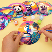 Charger l'image dans la galerie, Peinture par numéros Dessous de Verre 10cm (6 pièces) - Série Faune avec Panda, Raton Laveur et Phoque