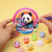 Charger l'image dans la galerie, Peinture par numéros Dessous de Verre 10cm (6 pièces) - Série Faune avec Panda, Raton Laveur et Phoque