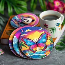 Charger l'image dans la galerie, Peinture par numéros Dessous de Verre 10cm (6 pièces) - Série Faune avec Panda, Raton Laveur et Phoque