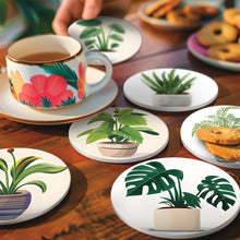 Charger l'image dans la galerie, Peinture par numéros Dessous de Verre 10cm (6 pièces) - Monstera et Fougère
