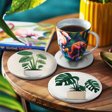 Charger l'image dans la galerie, Peinture par numéros Dessous de Verre 10cm (6 pièces) - Monstera et Fougère