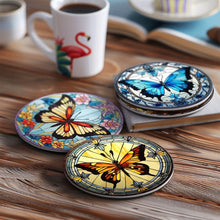 Charger l'image dans la galerie, Peinture par numéros Dessous de Verre 10cm (4 pièces) - Ailes Vibrantes: Un Quatuor de Papillons