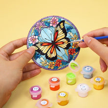 Charger l'image dans la galerie, Peinture par numéros Dessous de Verre 10cm (4 pièces) - Ailes Vibrantes: Un Quatuor de Papillons