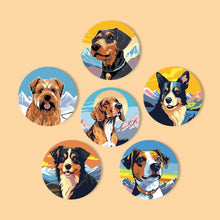 Charger l'image dans la galerie, Peinture par numéros Dessous de Verre 15cm (6 pièces) - Chiens Mignons