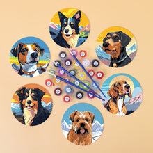 Charger l'image dans la galerie, Peinture par numéros Dessous de Verre 10cm (6 pièces) - Chiens Mignons