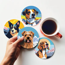 Charger l'image dans la galerie, Peinture par numéros Dessous de Verre 10cm (6 pièces) - Chiens Mignons