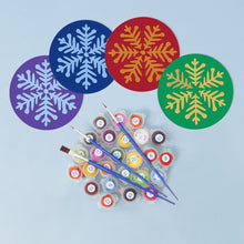 Charger l'image dans la galerie, Peinture par numéros Dessous de Verre 10cm (4 pièces) - Flocon de Neige
