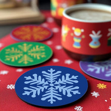 Charger l'image dans la galerie, Peinture par numéros Dessous de Verre 10cm (4 pièces) - Flocon de Neige