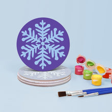 Charger l'image dans la galerie, Peinture par numéros Dessous de Verre 10cm (4 pièces) - Flocon de Neige