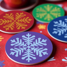 Charger l'image dans la galerie, Peinture par numéros Dessous de Verre 10cm (4 pièces) - Flocon de Neige