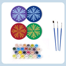 Charger l'image dans la galerie, Peinture par numéros Dessous de Verre 10cm (4 pièces) - Flocon de Neige