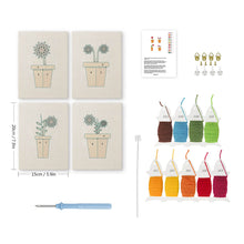 Charger l'image dans la galerie, Punch Needle Kit (4 pièces) avec cadres - Mini Pots Fleuris 1