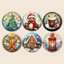 Charger l'image dans la galerie, Peinture par numéros Sets de Table 20 cm (6 pièces) - Maison en Pain d'Épices, Sapin de Noël et Designs d'Hiver