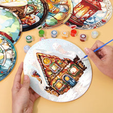 Charger l'image dans la galerie, Peinture par numéros Sets de Table 20 cm (6 pièces) - Maison en Pain d'Épices, Sapin de Noël et Designs d'Hiver