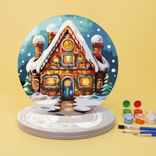 Charger l'image dans la galerie, Peinture par numéros Sets de Table 20 cm (6 pièces) - Maison en Pain d'Épices, Sapin de Noël et Designs d'Hiver