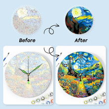 Charger l'image dans la galerie, Horloge Peinture par Numéros - Nuit étoilée et Tournesols