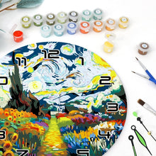 Charger l'image dans la galerie, Horloge Peinture par Numéros - Nuit étoilée et Tournesols