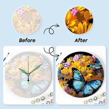Charger l'image dans la galerie, Horloge Peinture par Numéros - Papillons et Fleurs