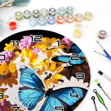 Charger l'image dans la galerie, Horloge Peinture par Numéros - Papillons et Fleurs