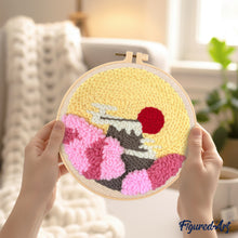 Charger l'image dans la galerie, Punch Needle Soleil levant et Cerisiers en Fleurs