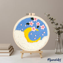 Charger l'image dans la galerie, Punch Needle Fleurs de Cerisiers et Lune