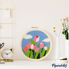 Charger l'image dans la galerie, Punch Needle Tulipes et ciel bleu