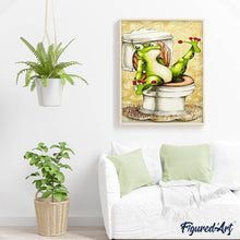 Charger l'image dans la galerie, Broderie Diamant | Broderie Diamant - La Grenouille aux Toilettes | animaux Broderie Animaux grenouilles | FiguredArt