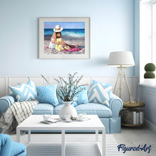 Charger l'image dans la galerie, Broderie Diamant | Broderie Diamant - Famille à la plage | Broderie Paysages paysages | FiguredArt