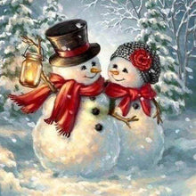 Charger l'image dans la galerie, Broderie Diamant | Broderie Diamant - Couple de Bonhommes de Neige | Broderie Paysages hiver paysages | FiguredArt