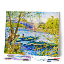 Charger l'image dans la galerie, Broderie Diamant - La pêche au Printemps, Pont de Clichy - Van Gogh 40x50cm toile tendue sur châssis