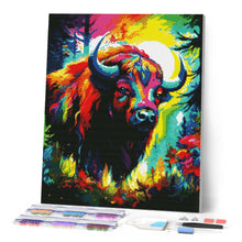 Charger l'image dans la galerie, Broderie Diamant - Bison Coloré Abstrait 40x50cm toile tendue sur châssis