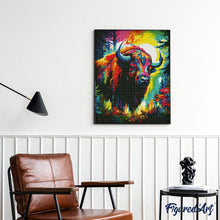 Charger l'image dans la galerie, Broderie Diamant - Bison Coloré Abstrait 40x50cm toile tendue sur châssis