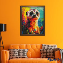 Charger l'image dans la galerie, Broderie Diamant - Suricate Coloré Abstrait 40x50cm toile tendue sur châssis