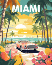 Charger l'image dans la galerie, Diamond Painting - Broderie Diamant - Affiche de voyage Miami au coucher du soleil