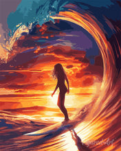 Charger l'image dans la galerie, Diamond Painting - Broderie Diamant - Surfeuse et la grande vague
