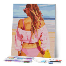 Charger l'image dans la galerie, Broderie Diamant - Journée de plage avec style 40x50cm toile tendue sur châssis