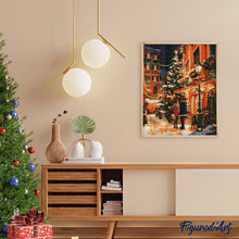 Charger l'image dans la galerie, Broderie Diamant - Couple en Ville à Noël 40x50cm toile tendue sur châssis