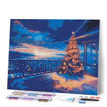 Charger l'image dans la galerie, Broderie Diamant - Terrasse de Noël Étincelante 40x50cm toile tendue sur châssis