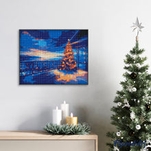 Charger l'image dans la galerie, Broderie Diamant - Terrasse de Noël Étincelante 40x50cm toile tendue sur châssis
